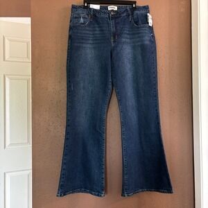 RSQ Low Rise Flare Jeans Dark Wash Distressed Denim Size 33 NWT
